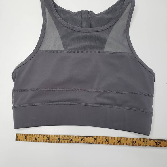 Zyia Active All Star High Neck Sports Bra XS Pewter Grey Mesh‎ Zip Back - Picture 8 of 8